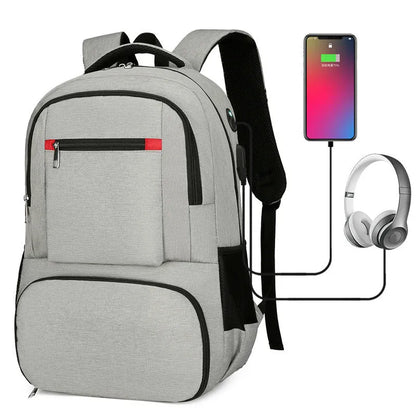 Oxford cloth insulated backpack in light grey with curved shoulder straps and dry-wet separation compartments