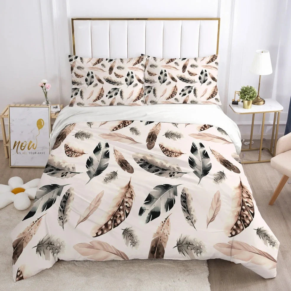 3D digital bedding set with geometric pattern duvet cover and pillowcases in twill weave fabric