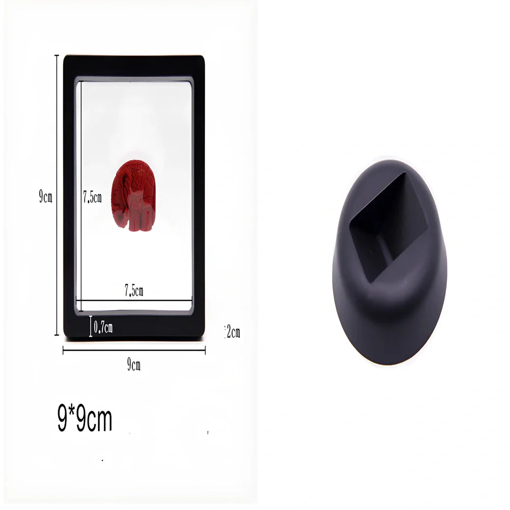 Black 11x11cm suspended 3D floating display frame holder with square base for coins and gems