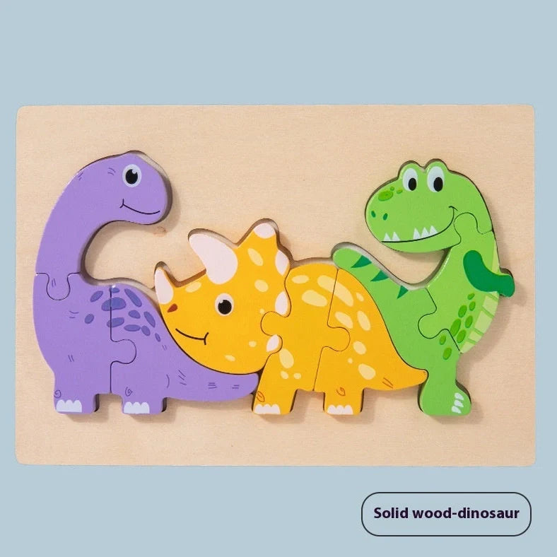 Children assembling wooden 3D puzzle model of dolphin family with 20-30cm dimensions