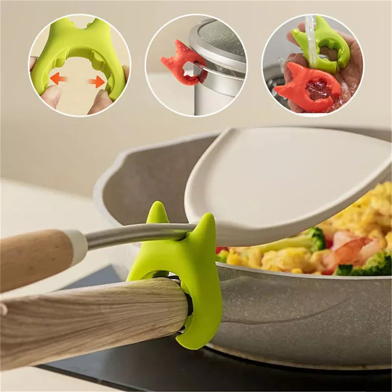 Multifunctional silicone spatula holder with anti-overflow design for kitchen utensils