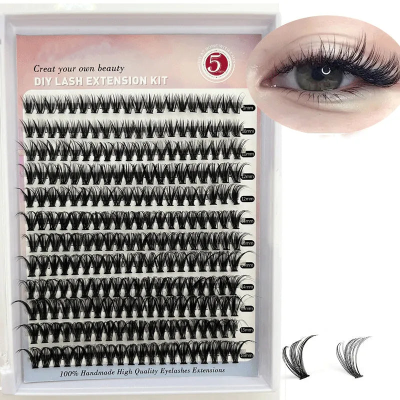 DIY cluster false eyelashes mixed package showing boxes of 30D and 40D lashes with tweezers
