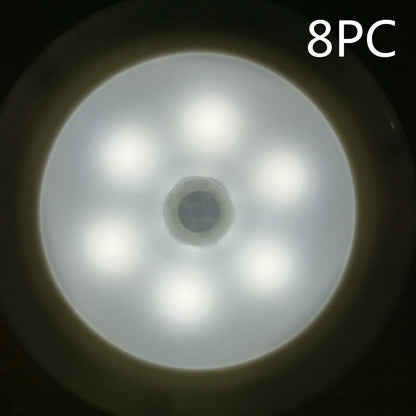 White motion-sensing LED cabinet lamp with magnetic back for wireless installation