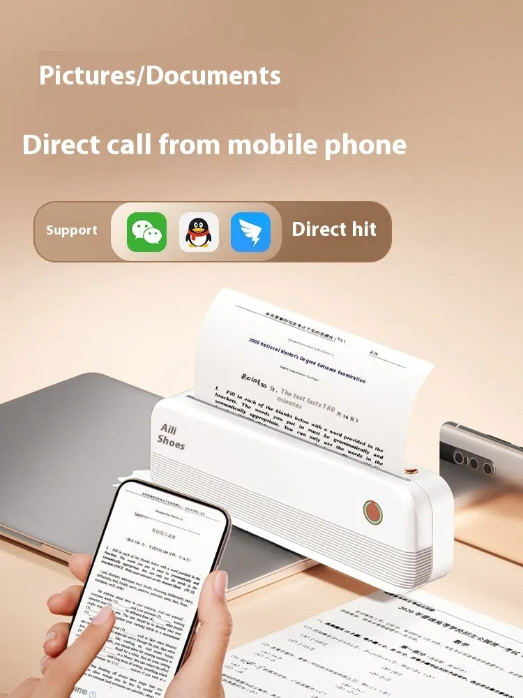 Ailixiong P40 small portable thermal printer in Tiffany Blue or White colour on a desk.