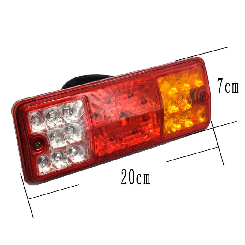 Black shell integrated electric tricycle taillight measuring 200mm by 70mm for 12V and 48-60V systems