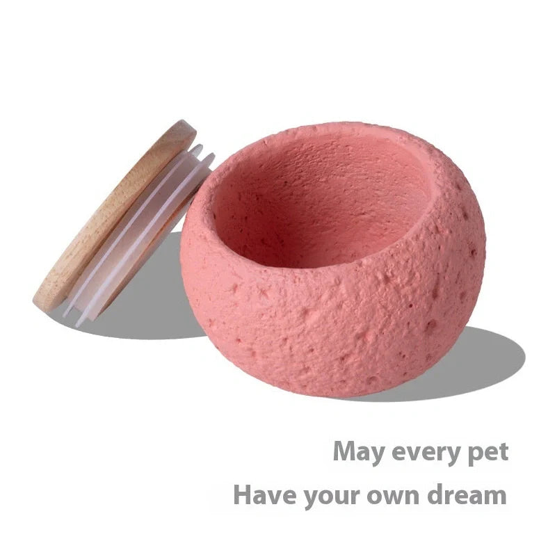 Cement pet funeral urn with spray colour finish in six colour options for ashes storage