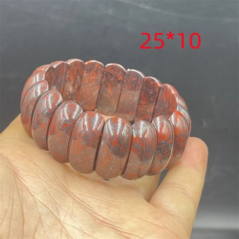 Bloodstone meteorite bracelet in quartz rock jade with traditional pendant options on wrist