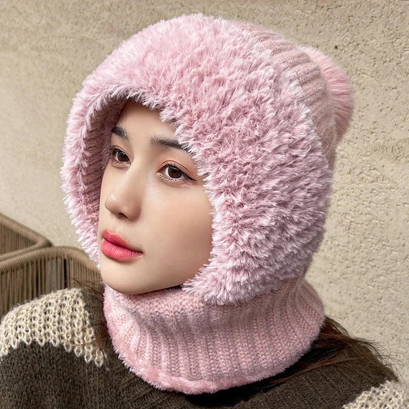 Stylish warm multifunctional hat and scarf combo for winter in various colors