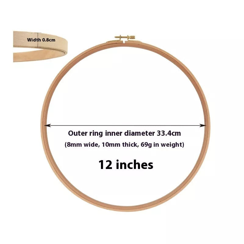 Adjustable Cross Wreath in bamboo for embroidery projects, sizes 4 to 12 inches