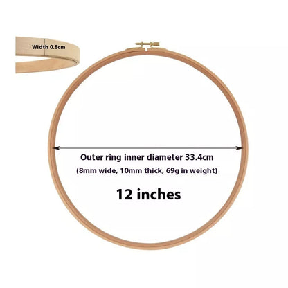 Adjustable Cross Wreath in bamboo for embroidery projects, sizes 4 to 12 inches