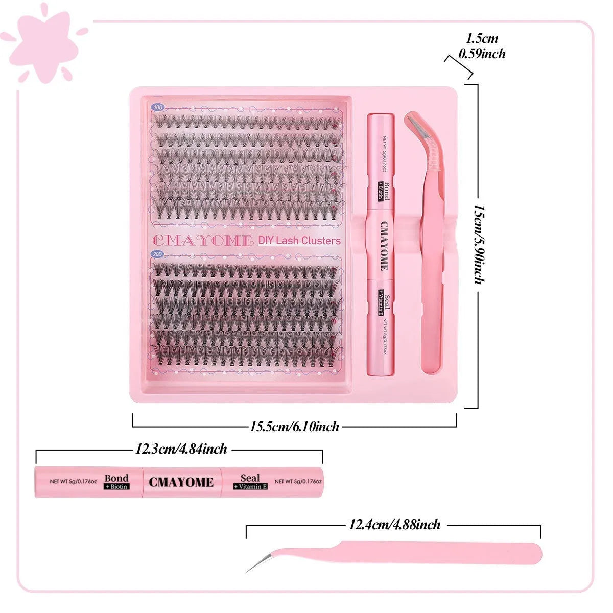 DIY single cluster false eyelashes showing individual artificial fibre clusters for custom placement