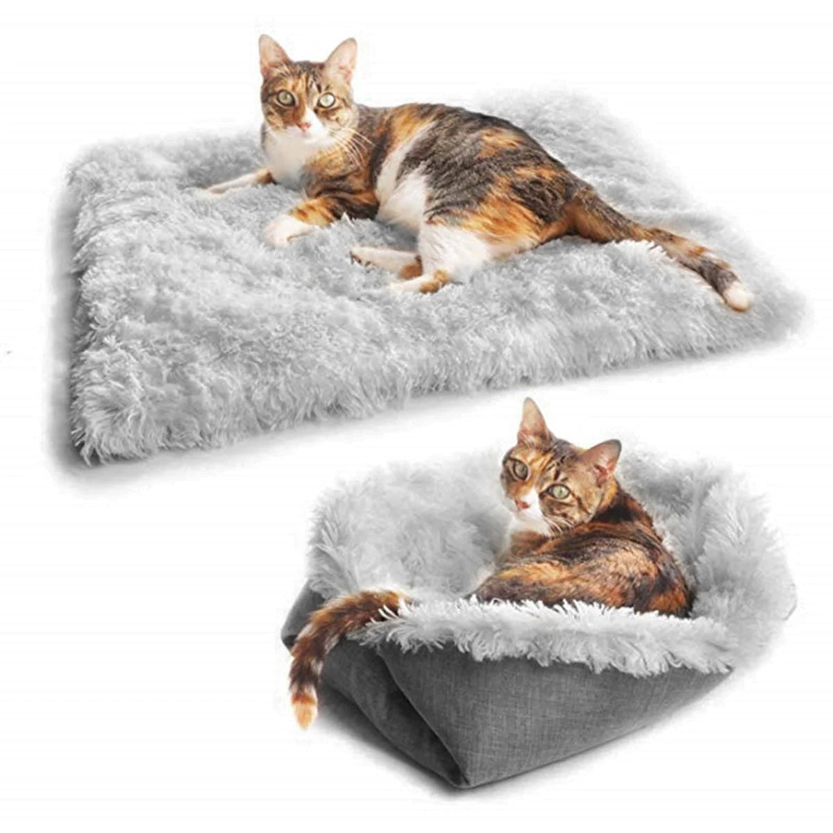 Foldable fleece pet bed mat for dogs and cats, warm and comfortable sleeping area