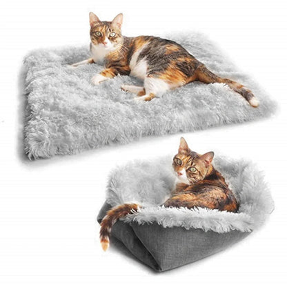 Foldable fleece pet bed mat for dogs and cats, warm and comfortable sleeping area
