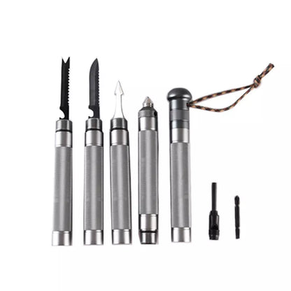 Silver aluminum alloy folding hiking stick for outdoor defense and trekking