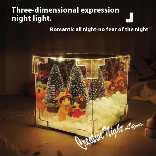 Cozy Christmas decoration set featuring a LED snowman lamp and decorative mirror for festive home decor