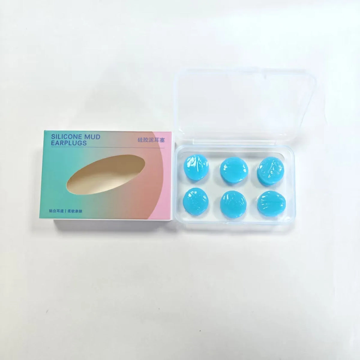 Silicone earplugs for sleeping and swimming, soft reusable ear plugs in blue, orange, pink or white, 3 pairs per box.