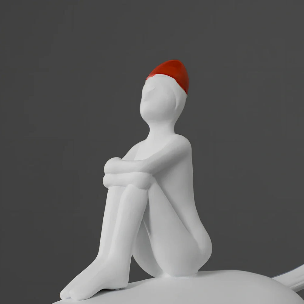 White resin animal ornament with modern simple style measuring 15cm height for children's room decor