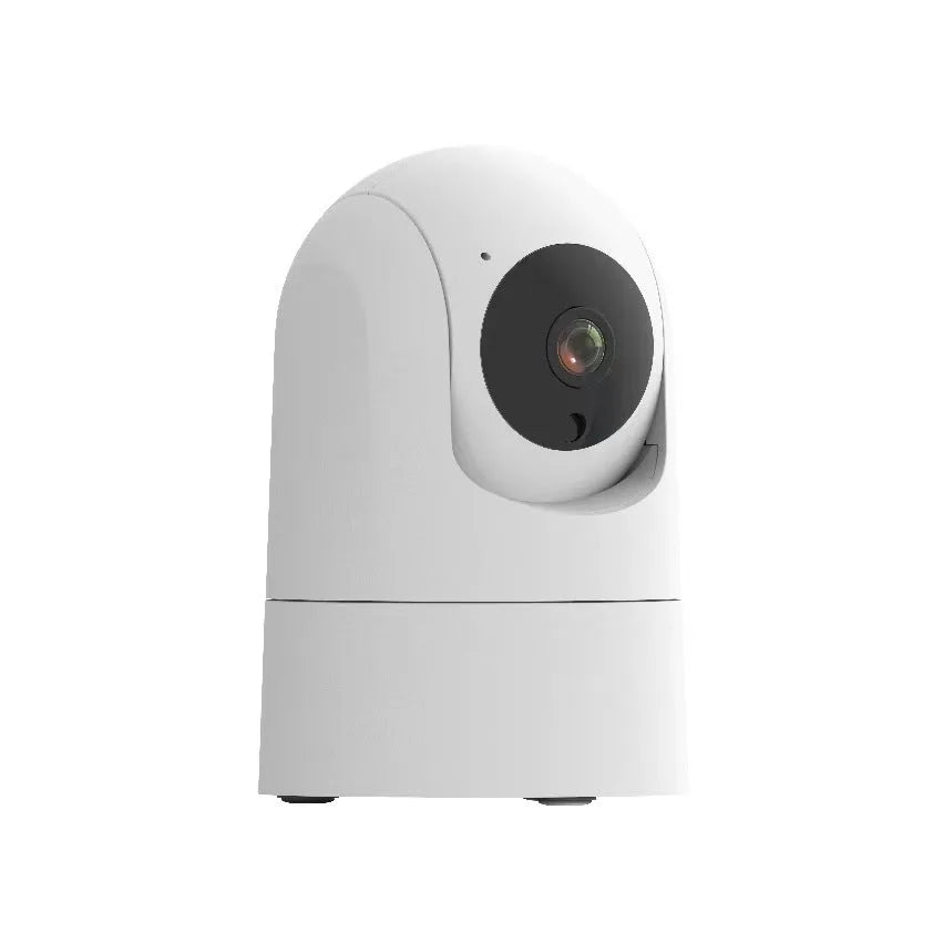 Indoor pan/tilt security camera with 1080p resolution and two-way voice feature, measuring 80x80x115mm