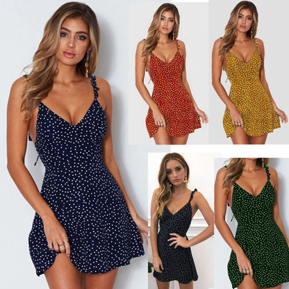 Polka-dot strappy dress for women in various colors and sizes