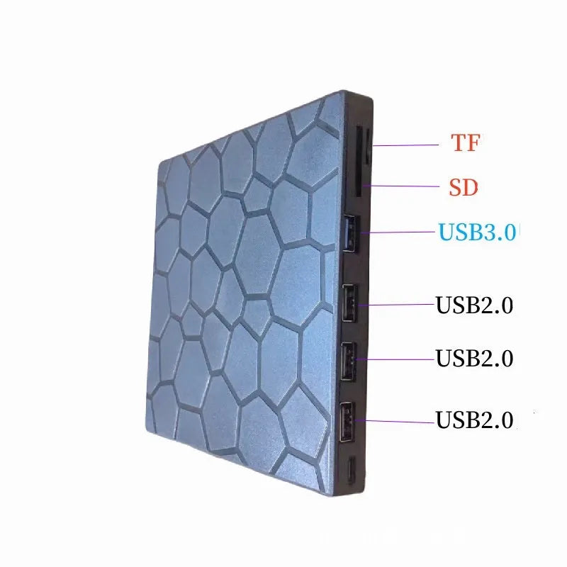 Black external USB CD/DVD drive burner for laptop and desktop computers