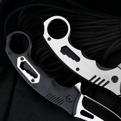 Folding knife with nut driver and back clamp for outdoor survival