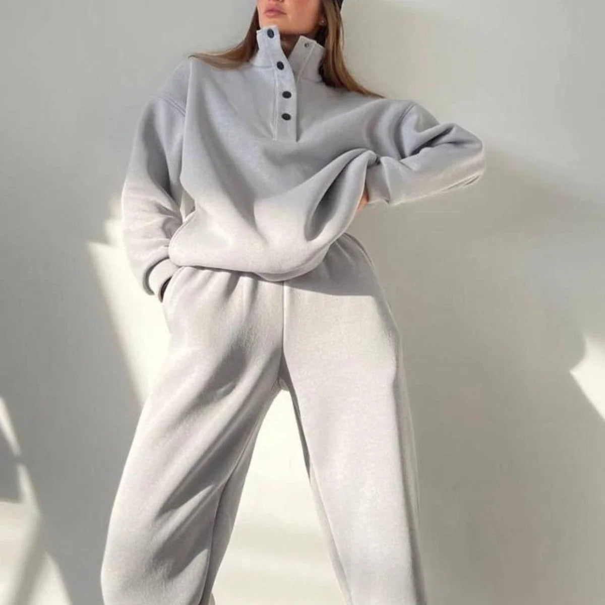 Comfy and Casual 2-Piece Loungewear Set for Women in Soft Cotton-Blend Fabric with Oversized, Relaxed Fit
