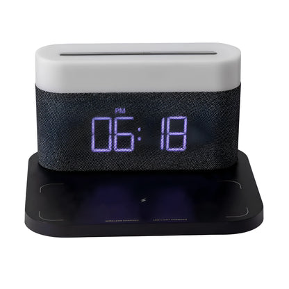 Black wireless charger desktop clock night light table lamp with modern simple design
