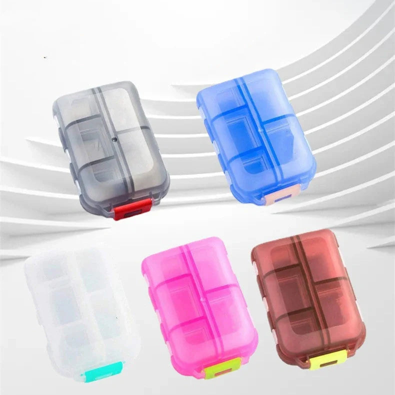 10-Grid Moisture-Proof Travel Pill Organizer in multiple colors for medication management
