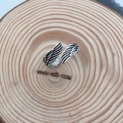 Love Couple Plain Silver Ring with angel wings design, vintage style jewelry