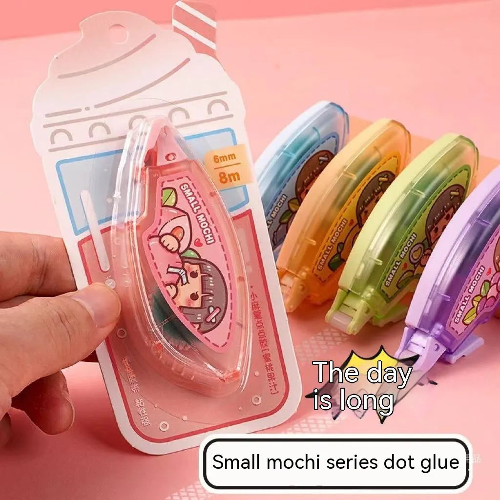 Hand Account Dotting Glue in peach juice colour with cute card packing for stationery adhesive supplies