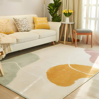 Rectangular machine-woven blanket cushion in mountain breeze colour on sofa