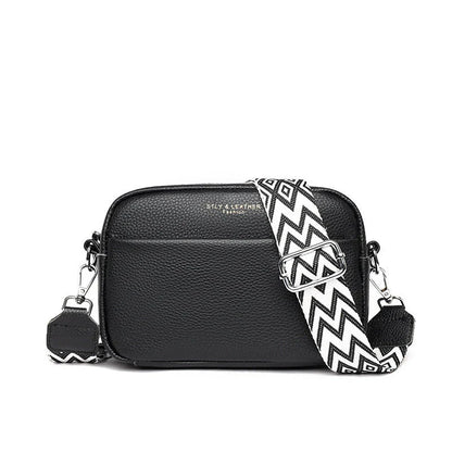 Fashionable crossbody bag with stylish rhombus embroidered shoulder strap in various color options