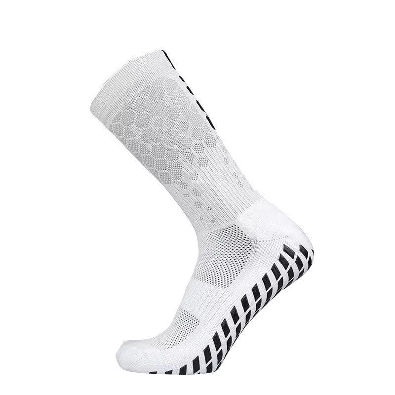 Non-slip soccer socks in various colors, designed for competition and training