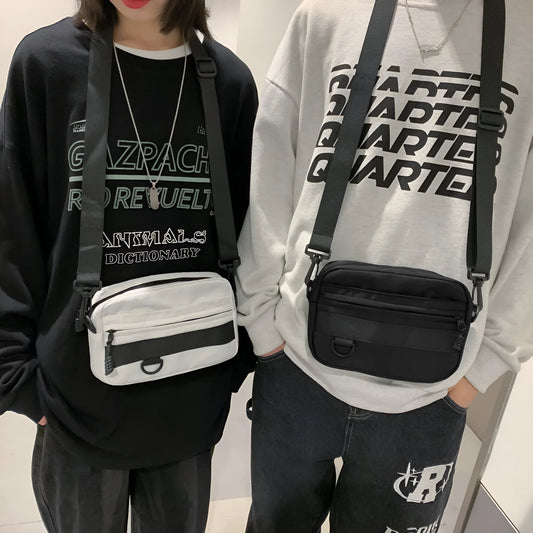Men's nylon crossbody messenger bag in street style with 22cm length dimensions