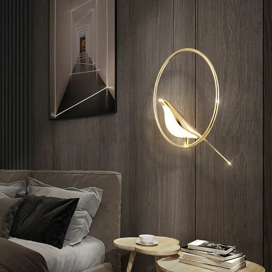 Modern minimalist magpie bird chandelier with zinc alloy and acrylic construction, 35cm length, 150cm height