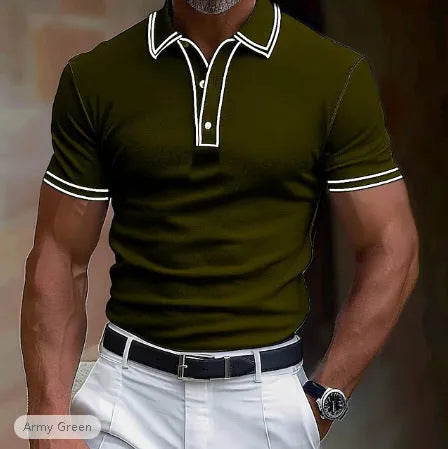 Men's loose-fit striped t-shirt in various colours with short sleeves for summer casual wear