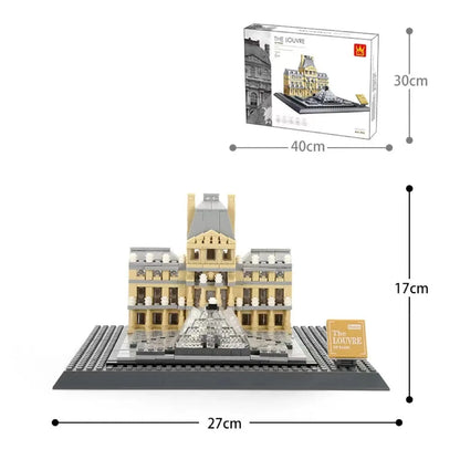 Wange building block set with 800+ ABS plastic pieces for constructing architectural landmark models
