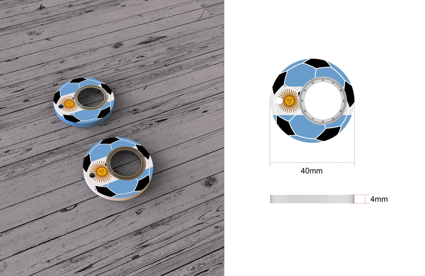 Football World Cup Fidget Spinner Keychain with Bottle Opener - Stress Relief Tool