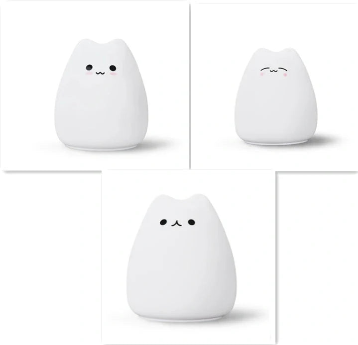 Adorable cat design LED night light for children with color-changing feature