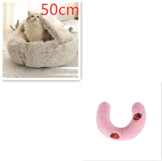 Cozy pet bed with plush and warm fabric for cats and dogs