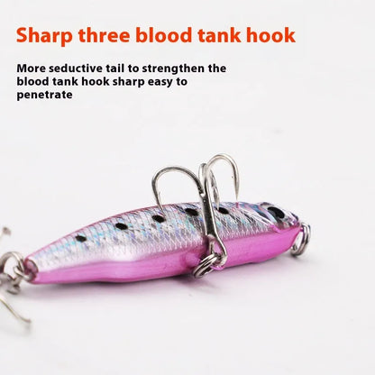 Small silver fish lure pencil bait with double hook, five-piece set with box, 3.5g 5.5g 8.5g 13g