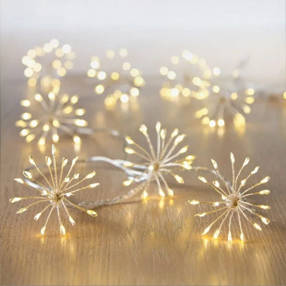 Dandelion LED solar fireworks lamp, 6.25m flower shape, 10 fireworks, 100 or 200 LED, warm white or colourful