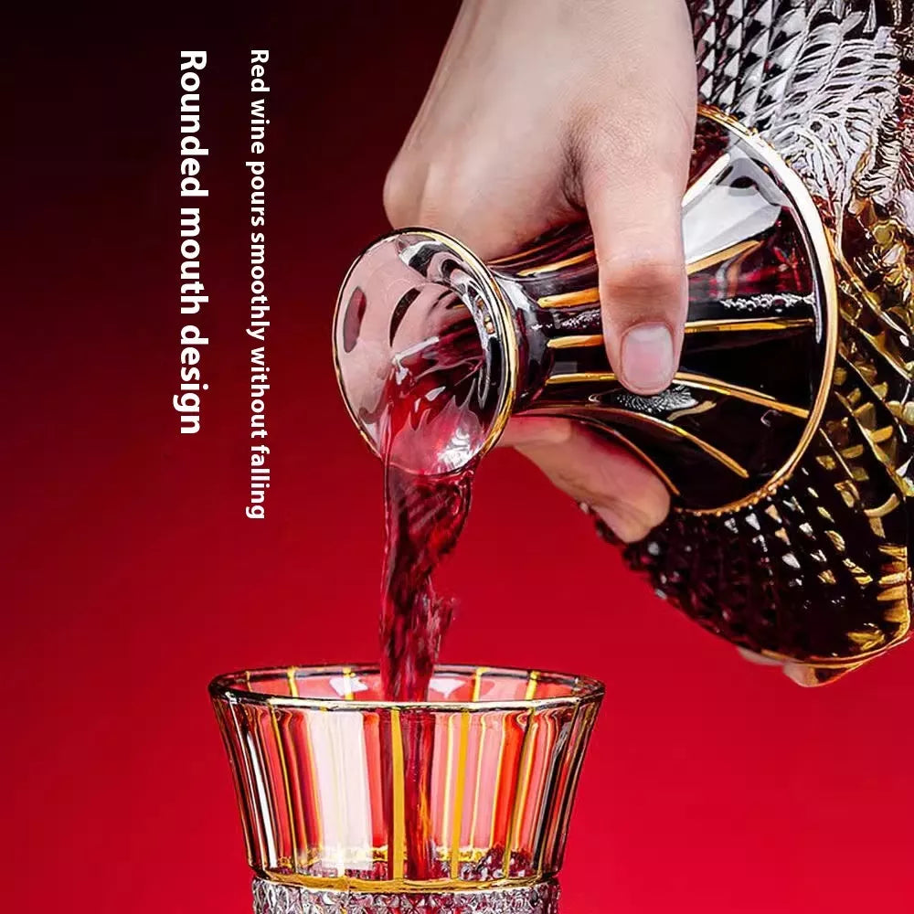 Gold Crystal Rotating Gyro Wine Decanter with 1.5L capacity and 360° rotating design