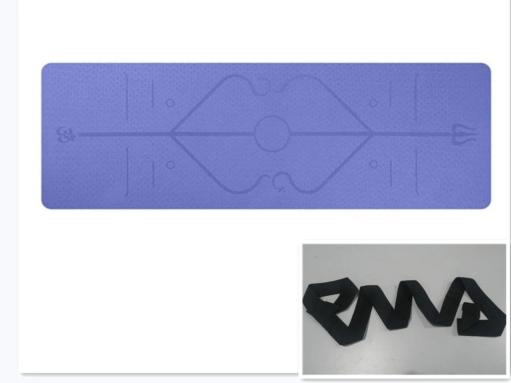 Premium non-slip yoga mat with printed alignment lines for improved form and stability during yoga practice