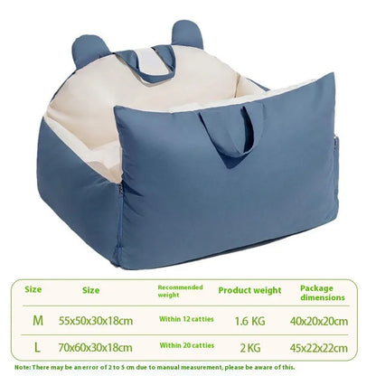Universal removable washable car kennel for dogs in beige colours with two size options
