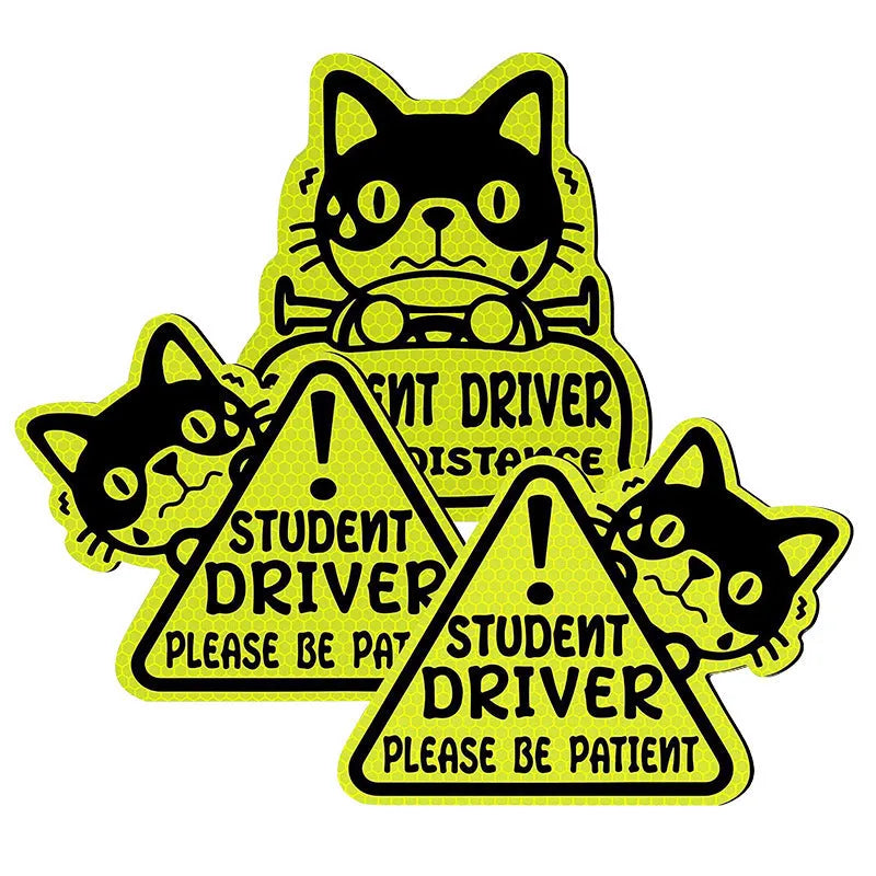 Three magnetic reflective stickers with cat, panda, and duck designs for waterproof outdoor applications