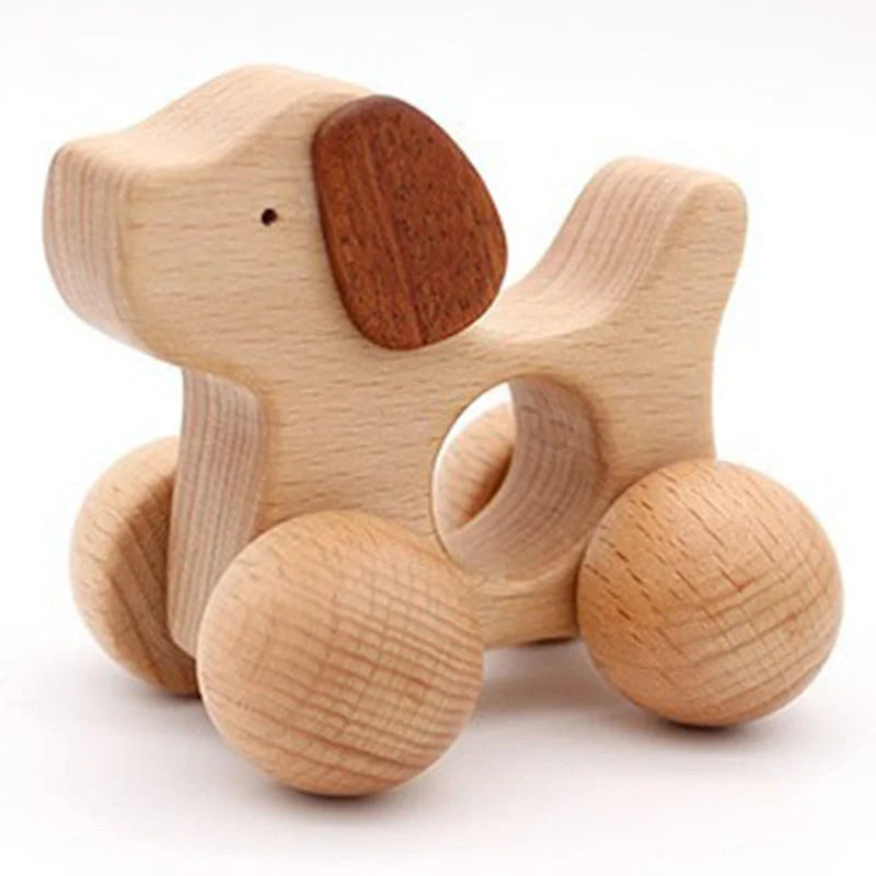 Eco-friendly wooden dog puzzle toy for infant learning and development