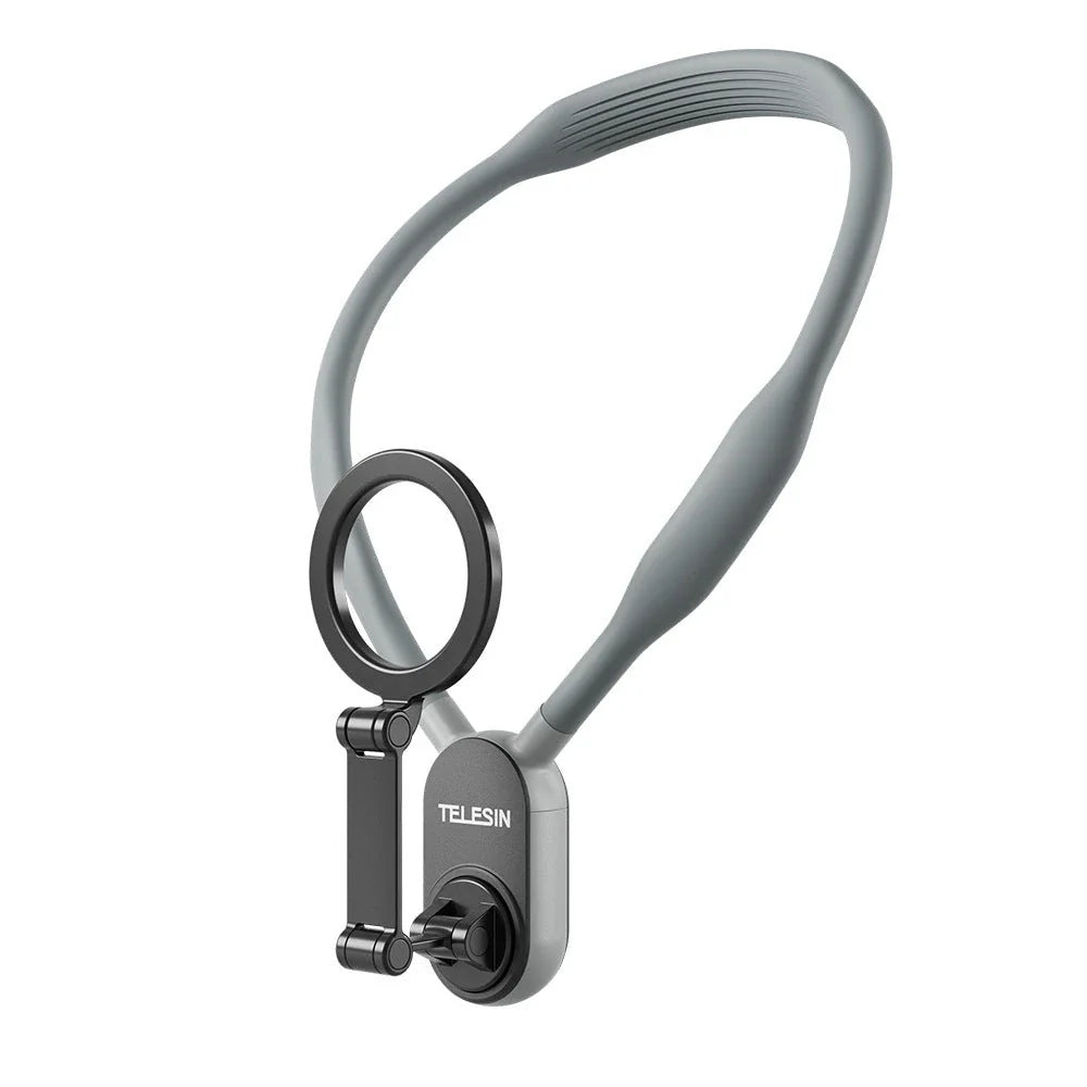 Silicone phone magnetic neck mount with quick-release design and strong magnetic suction for hands-free mobile usage