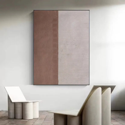 Handmade abstract oil painting on canvas in Morandi colours, rolled frameless wall art for living room or bedroom.