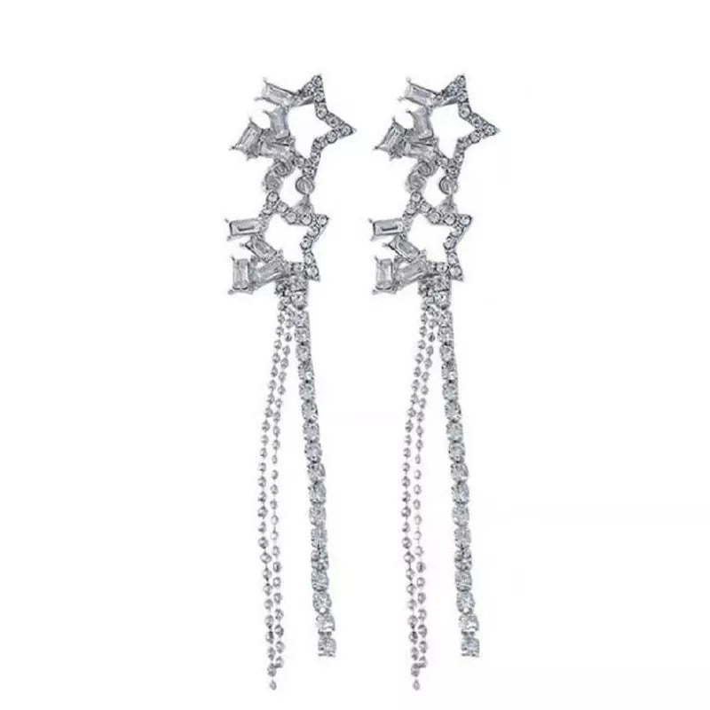 XINGX Water Drop Tassel Earrings in gold alloy with geometric design